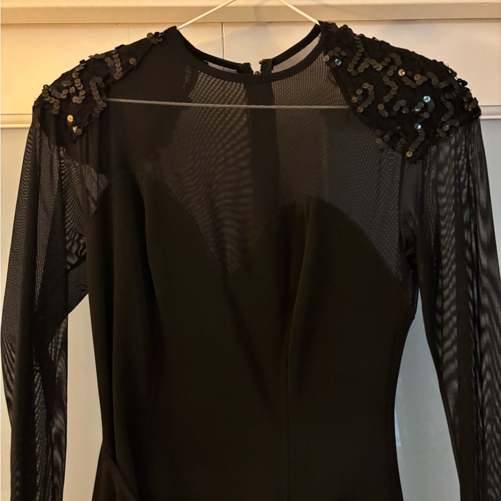 Adam Black Long Sleeve Dress with Sequin Detail - Picture 3 of 7